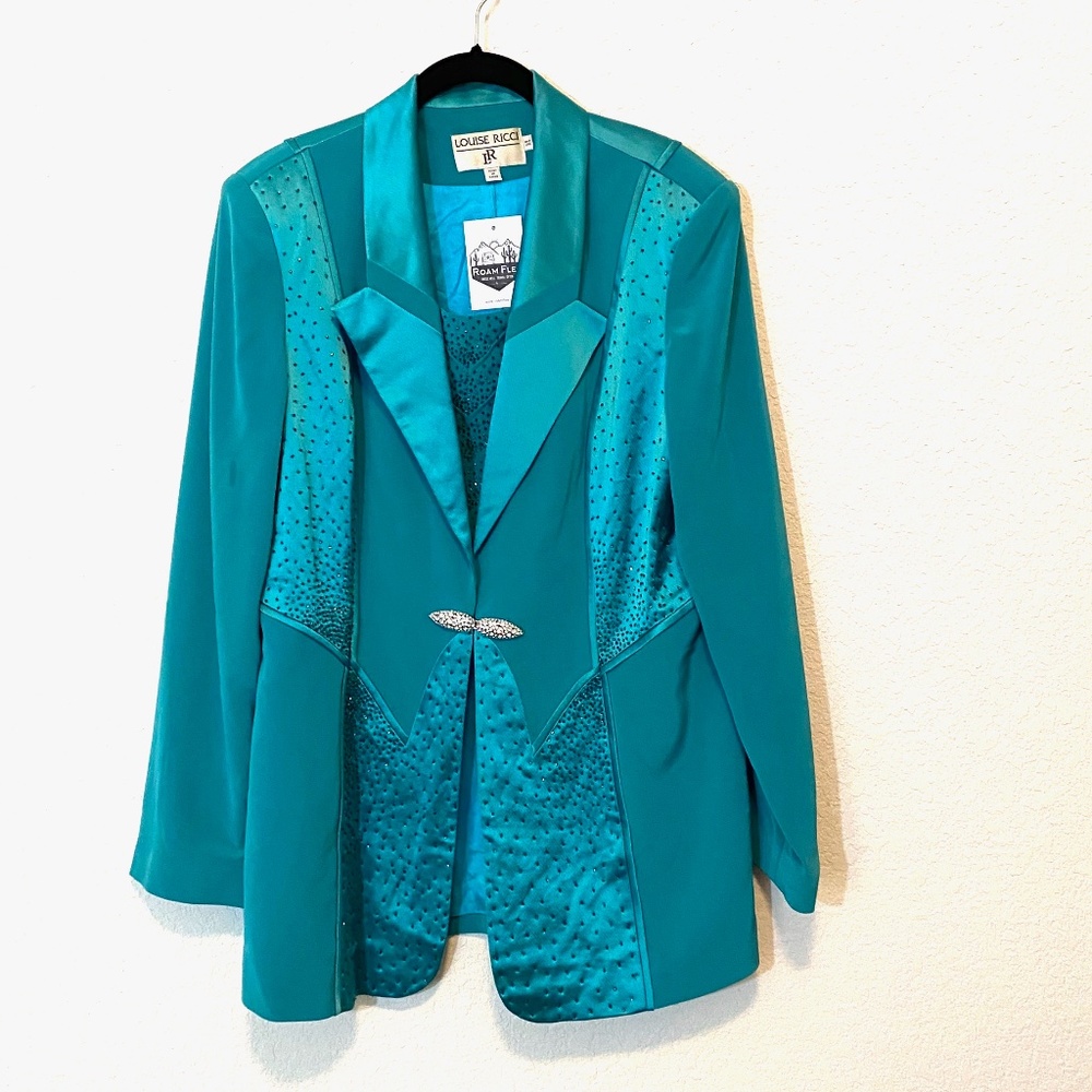 Louise Ricci Teal Embellished Blazer